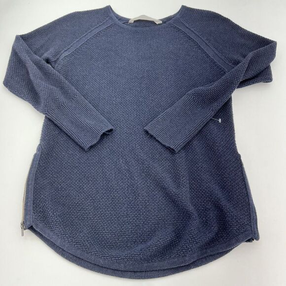 Athleta Varsity Side Zippers Sweater Blue Size XSmall - Picture 1 of 5
